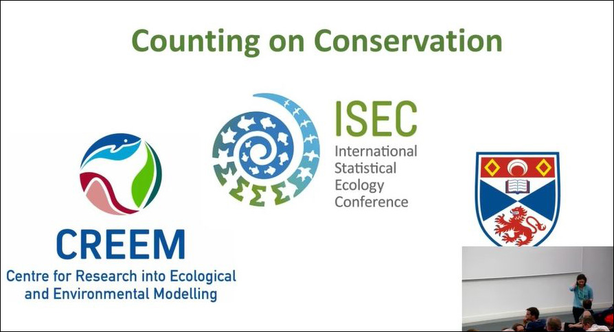 Counting on Conservation title slide with ISEC, CREEM and university logos